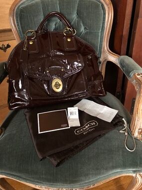 Coach Francine Satchel mahogany patent leather